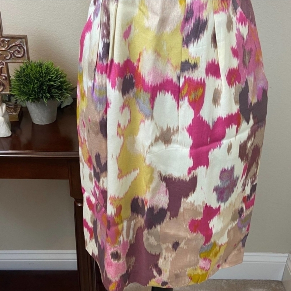 LOFT Flutter Sleeve Cream Pink Print Women's Dress Size 0 - Picture 8 of 14